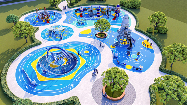 2025 Children Delighted Rocket Theme Kids Outdoor Toys Playground Equipment