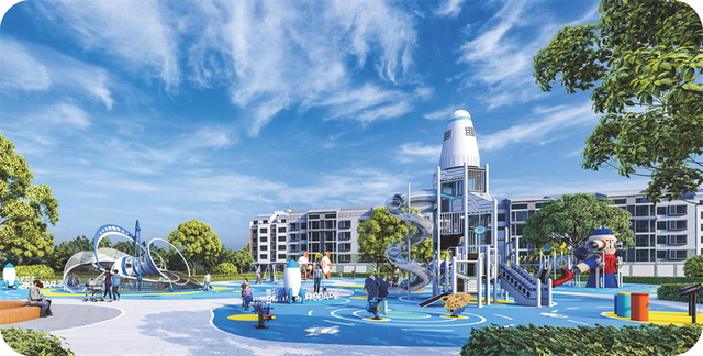 2025 Children Delighted Rocket Theme Kids Outdoor Toys Playground Equipment